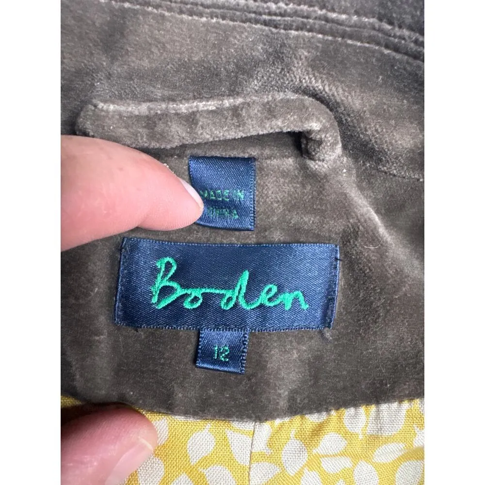 Boden Women’s Blazer Size 12 Brown 100% Cotton Vintage Style Yellow Lining - Image 3