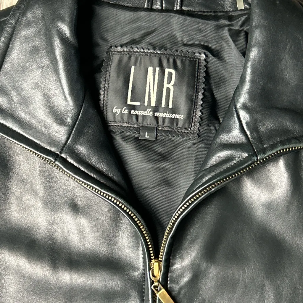 LNR by La Nouvelle Renaissance Genuine Leather Jacket – Size Large Black - Image 3