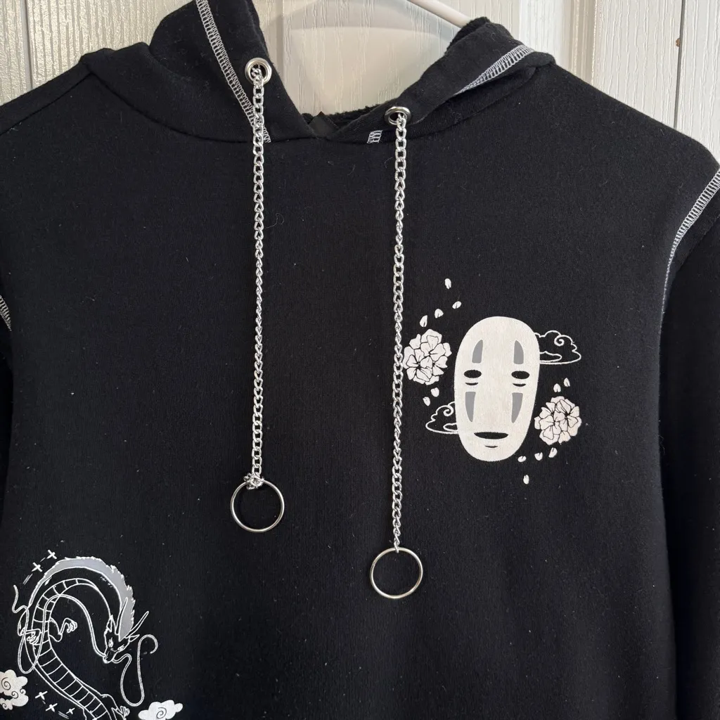 Spirited Away 2001 black chain hoodie size small - Image 2