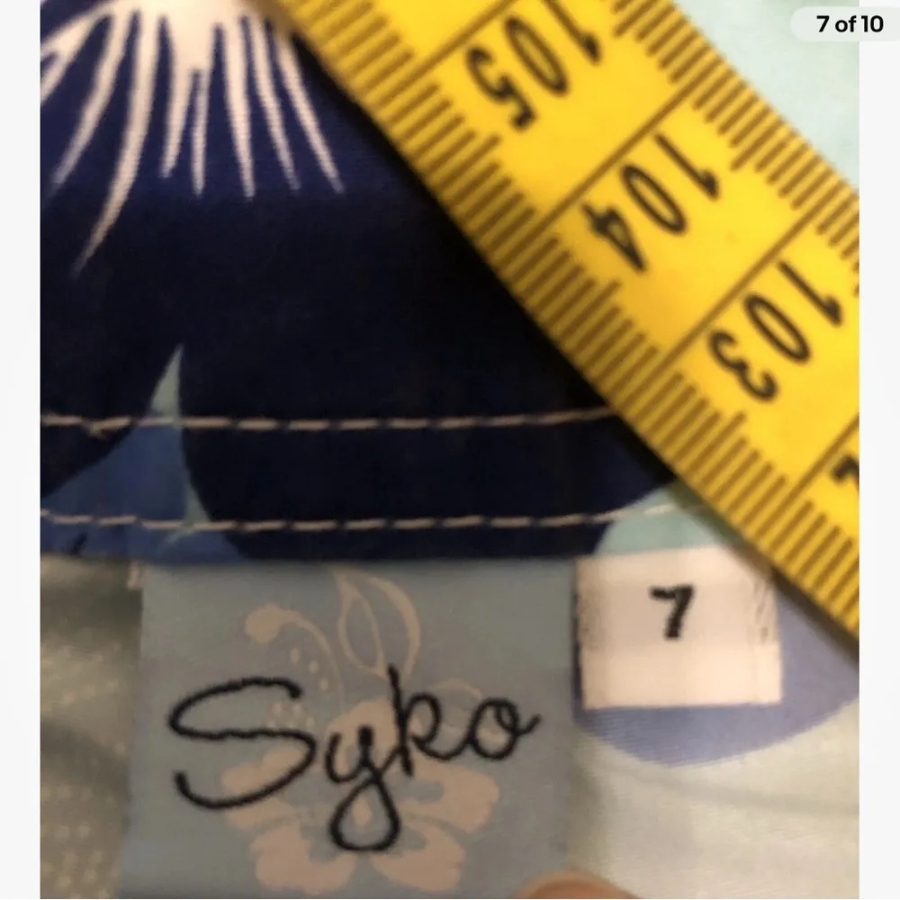 Blue Floral Patterned Bermudas vintage 90s hibiscus Size undefined - Image 7