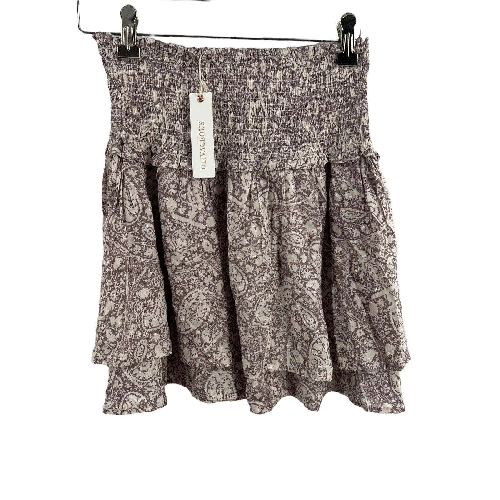 Olivaceous‎ Printed Tiered Ruffle Skirt Size Small New - Image 3