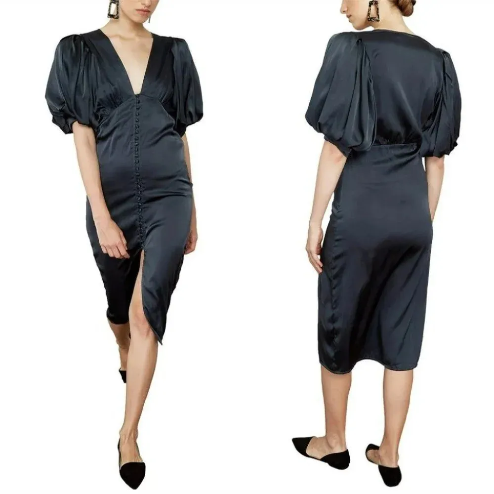 Anthropologie Magali Pascal Puff-Sleeved Midi Dress Size Medium NWOT $495 - Image 13