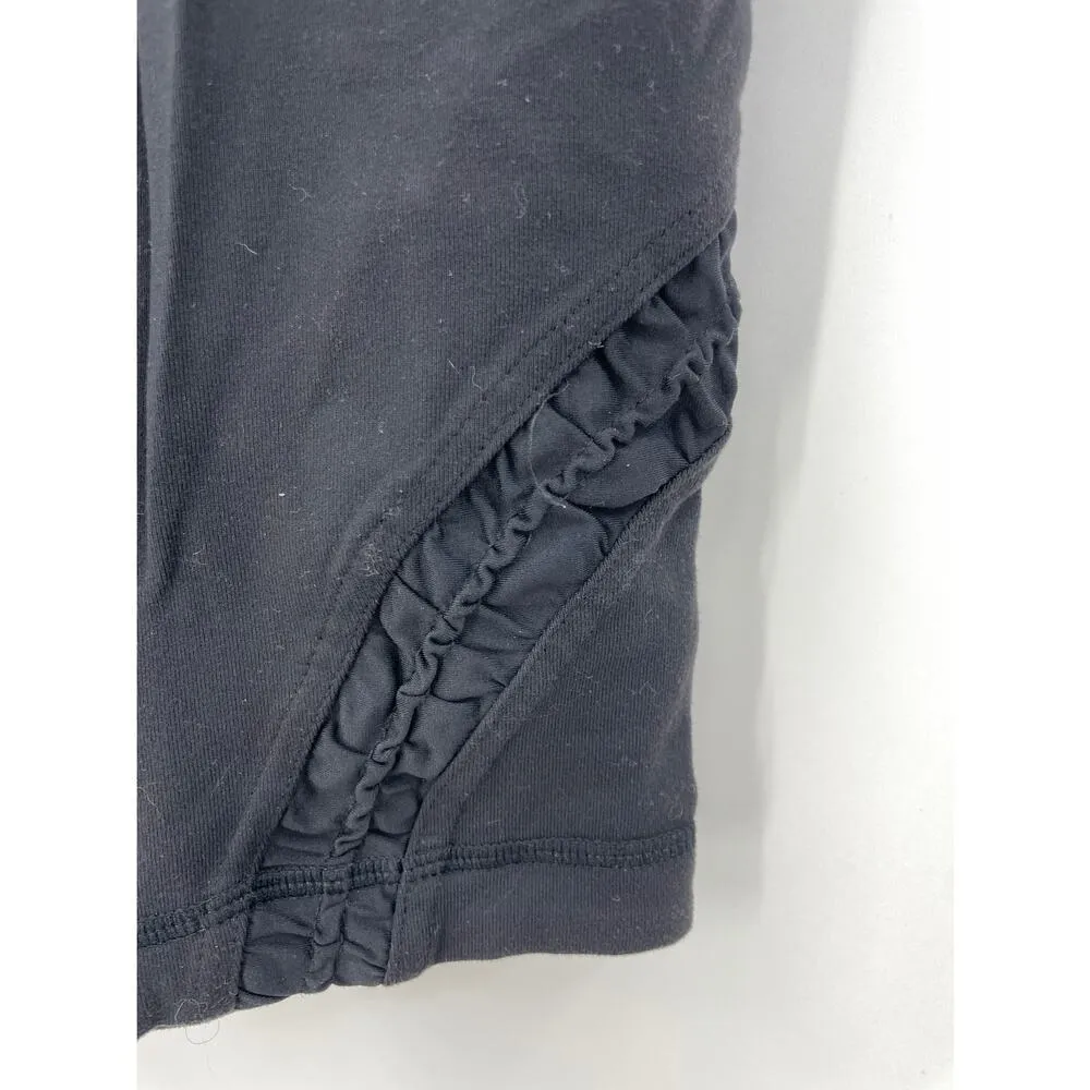 Lululemon Leggings Womens 6 Crop Pants Black Ruched Ruffle Hem Yoga - Image 3