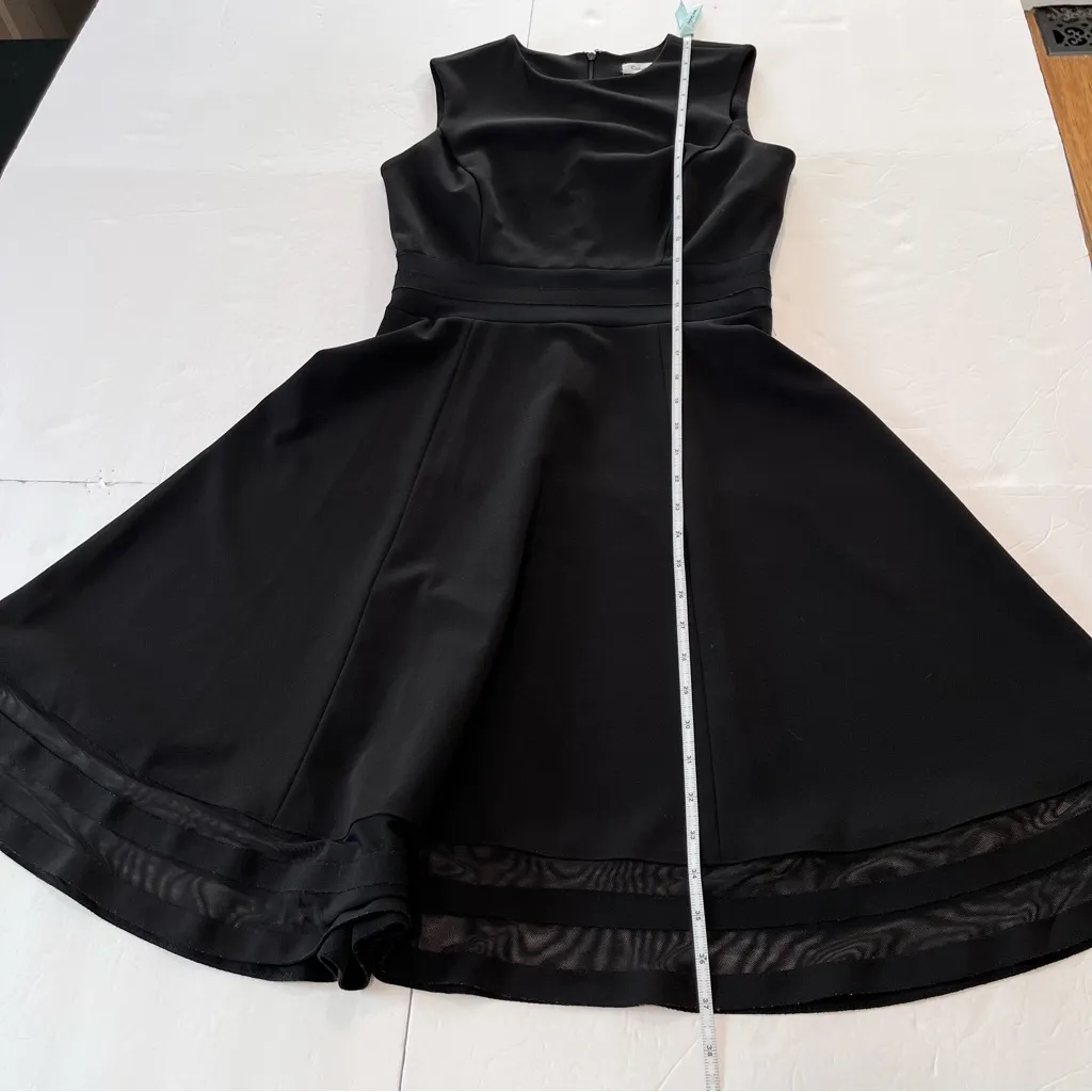 Calvin Klein Black Mesh Illusion Hem Fit Flare Stretch Sleeveless‎ Dress Size 2 - Image 10