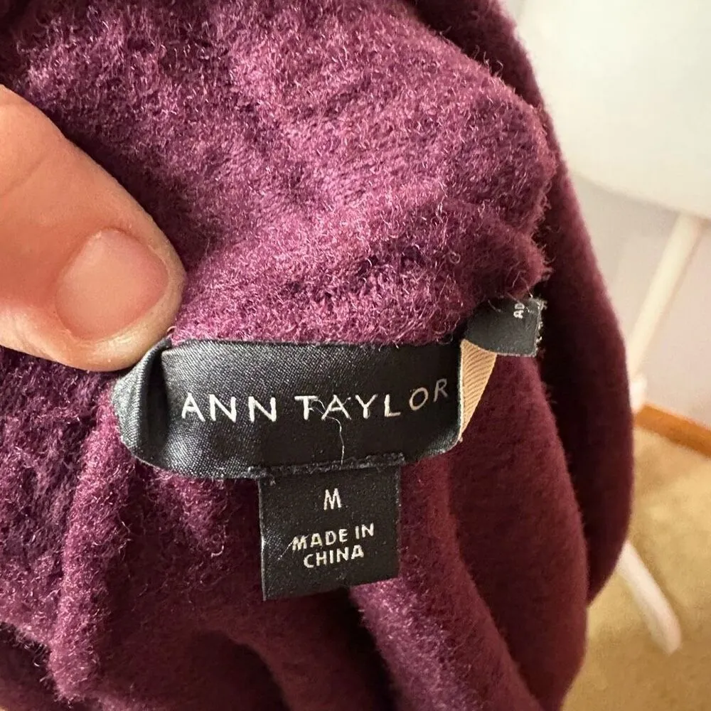 Ann Taylor open front wine burgundy coatigan cardigan size M‎ - Image 5