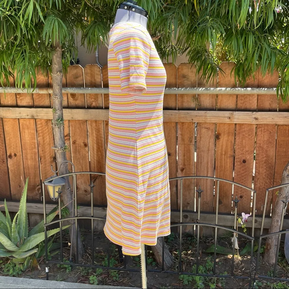 Fate Kristin Striped Mini Dress Pink Yellow size L - Image 3