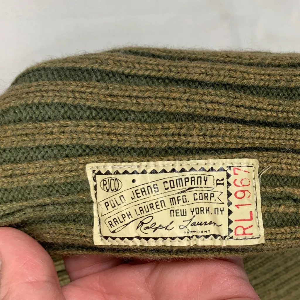 Polo Jean Company size small vintage wool blend green sweater turtle neck hong r - Image 8