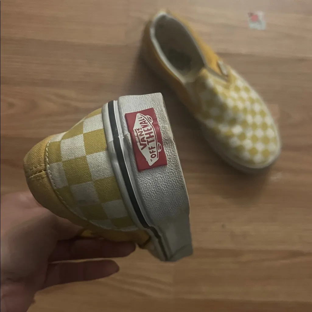 Vans Classic Yellow and White Checkered Slip-Ons - Image 3