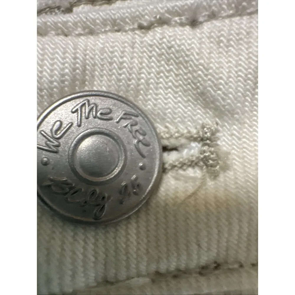 We The Free Mini Denim Skirt Size 26 Off White Ivory Distressed Raw Cut Off - Image 4