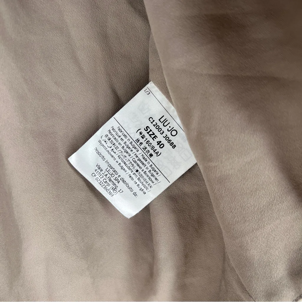 Liu Jo Taupe Drape Chiffon Sash Scarf Cropped Shrug Cardigan Size S Tan - Image 7