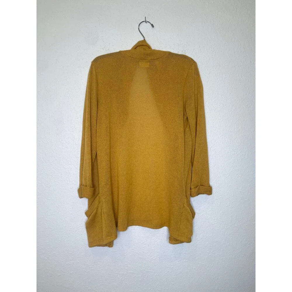Pins and Needles Honey Mustard Golden Yellow Open Front Cardigan Sz M Light - Image 7