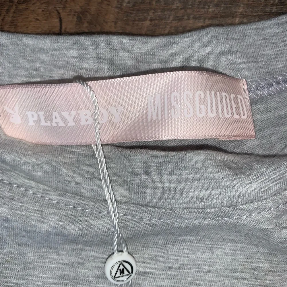 Playboy x Misguided Mission Statement T- Shirt Dress Grey/ Pink New with Tags - Image 7