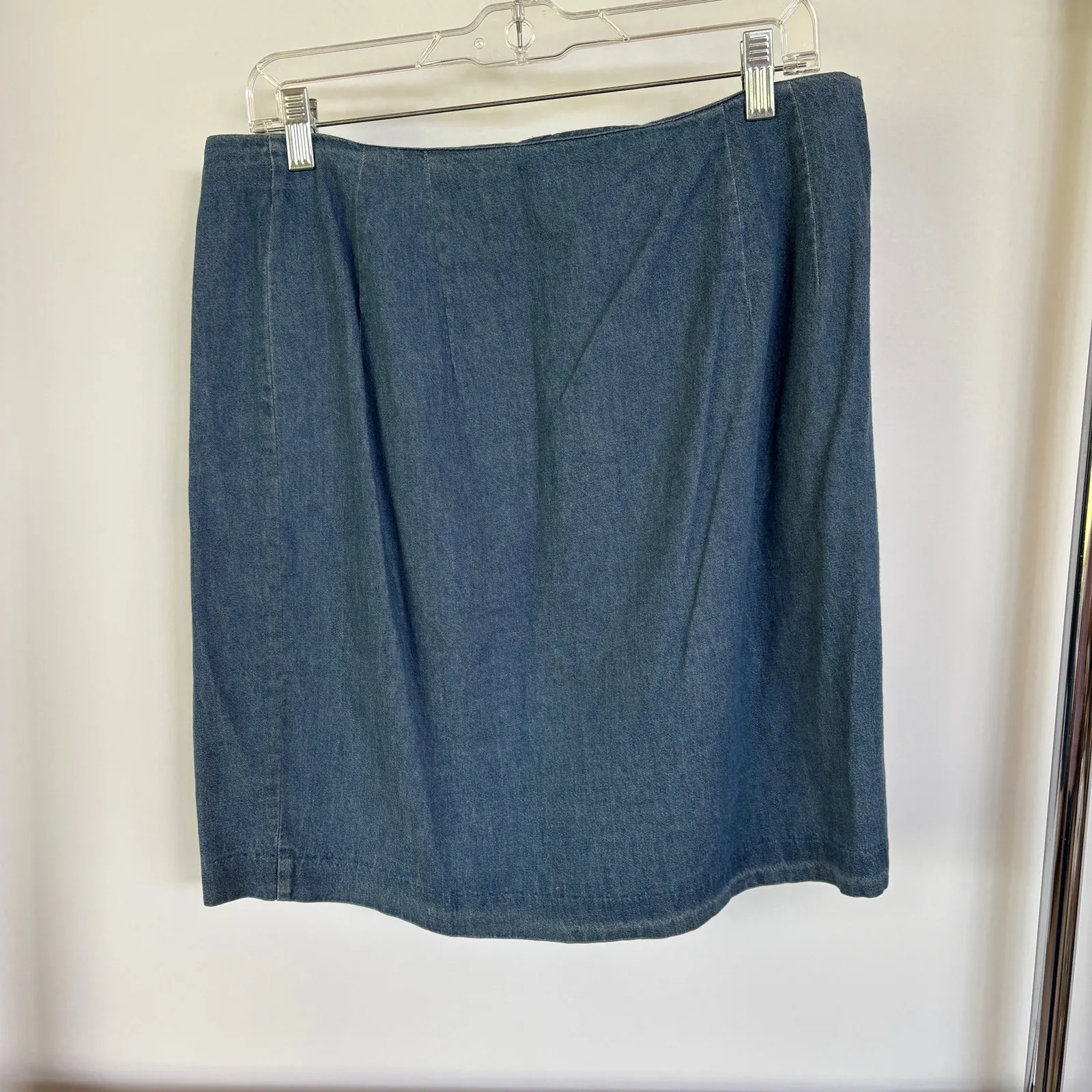 Vintage 90s Denim Mini Wrap Skirt Coastal Cowgirl Silver Heart Charms Size 14 Blue - Image 5