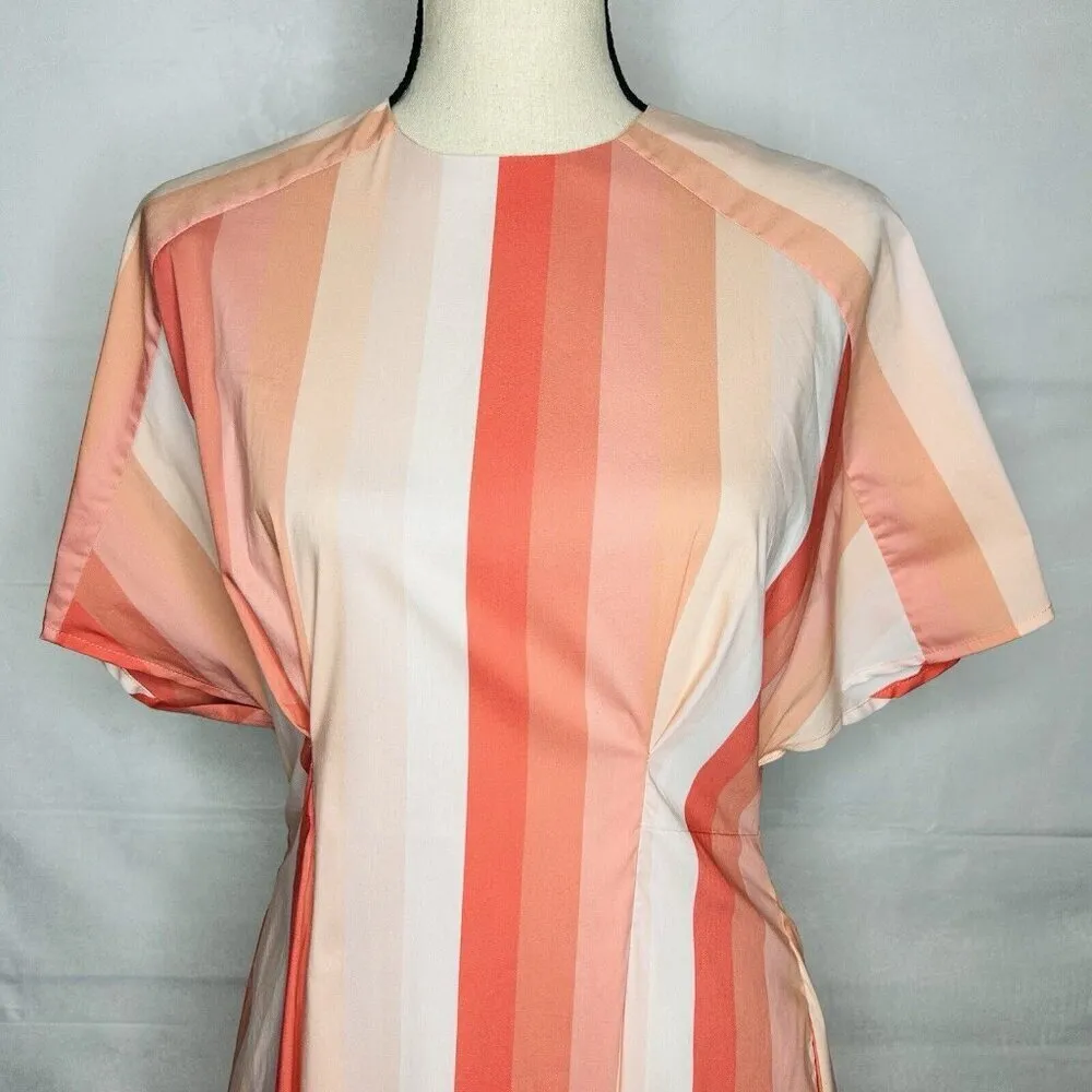 Pearl by Lela Rose Sheath Dress Womens Sz 4 Flutter Sleeve Pockets Pink Coral - Image 2