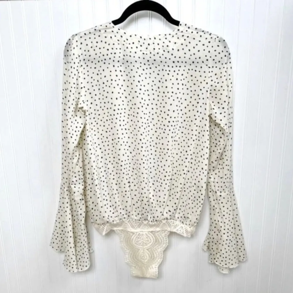 Free People Intimately Cream & Blue Polka Dot Makin
Waves Bodysuit - Image 2