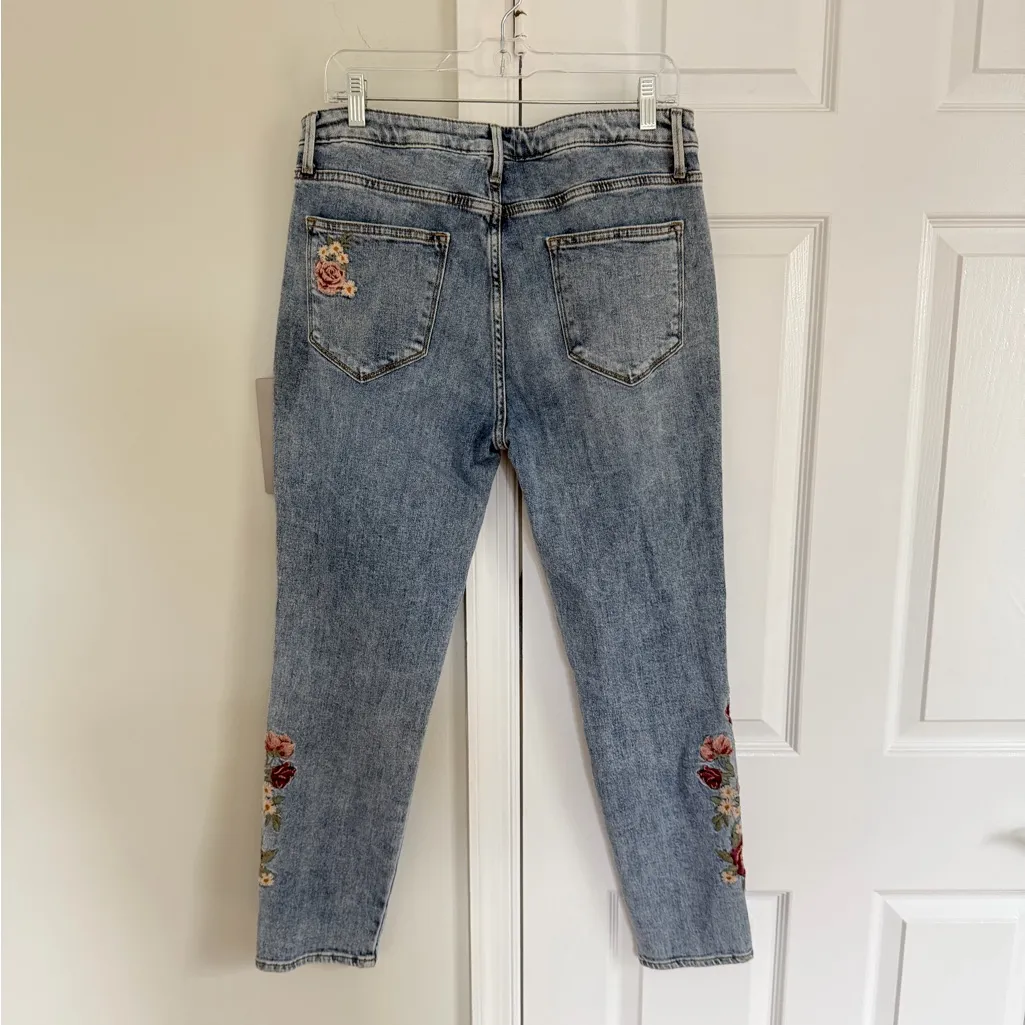 Driftwood Jackie Jeans Floral Embroidered Blue Size 31 Cottage Boho Western - Image 6