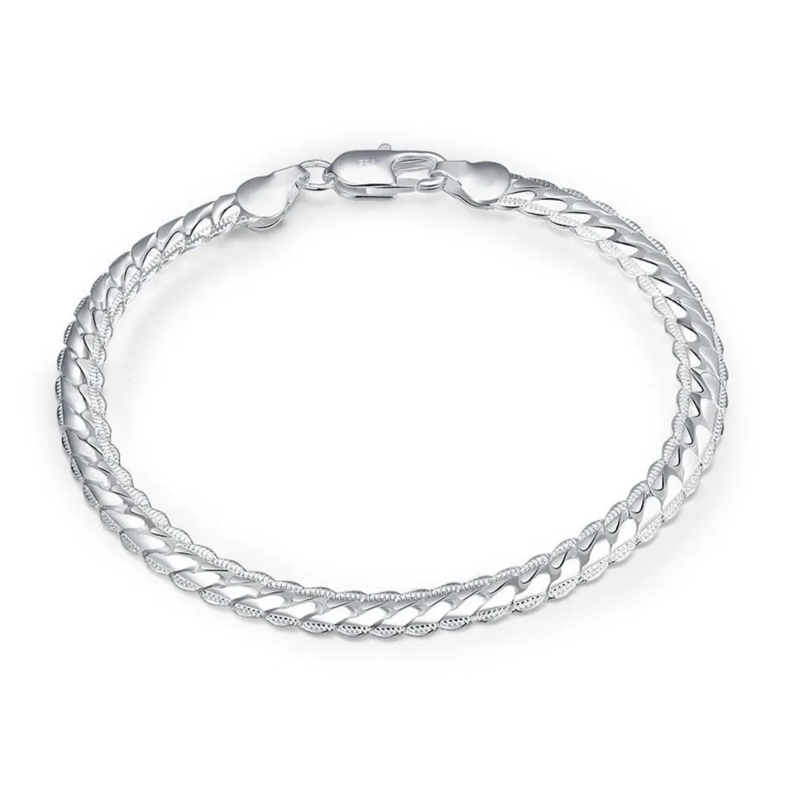 NEW 925 Sterling Silver Bracelet Herringbone Chain Link Jewelry,‎ 7” - Image 2