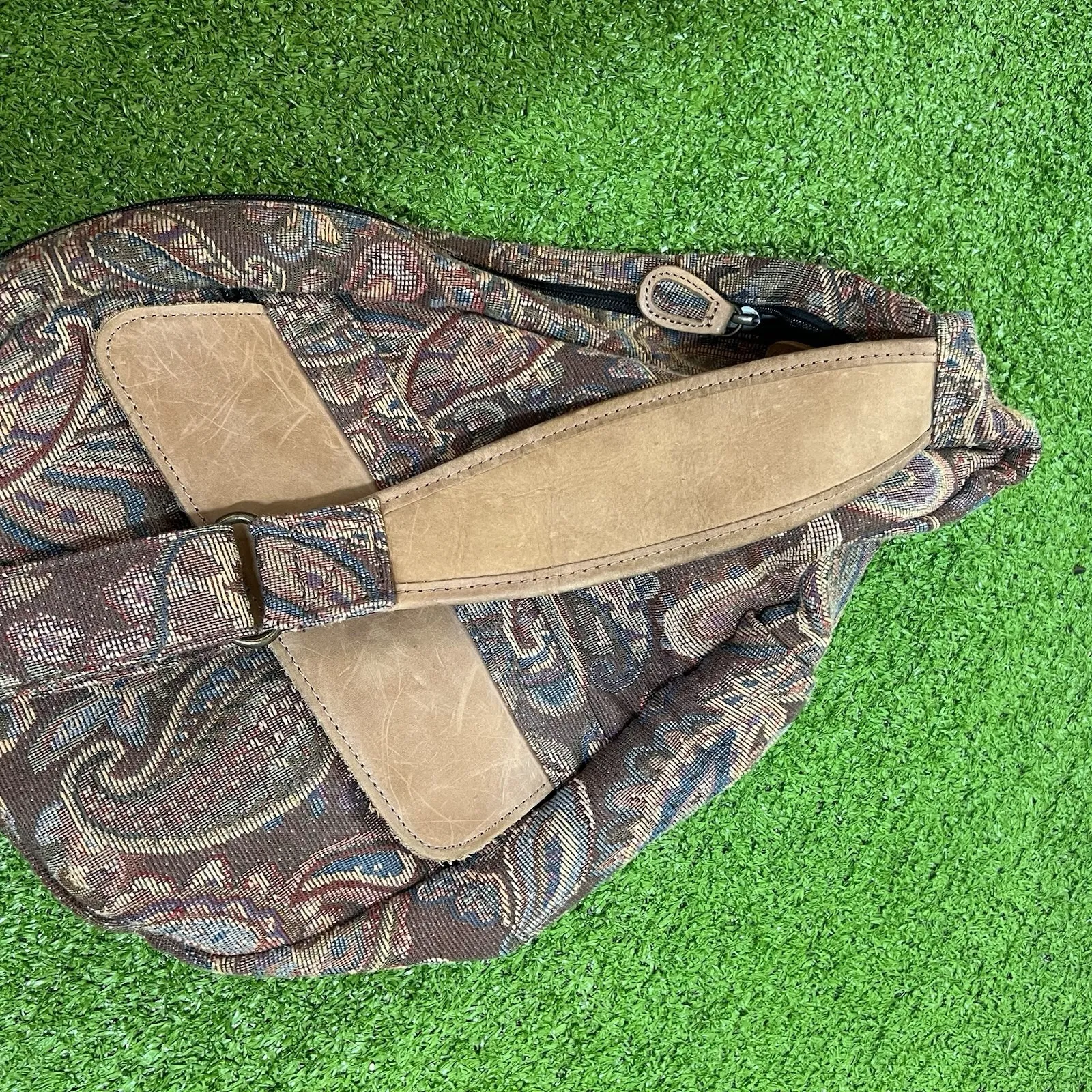 LL Bean x Ameribag Cross Body Health Back Bag Paisley‎ Tapestry Purse Backpack - Image 6