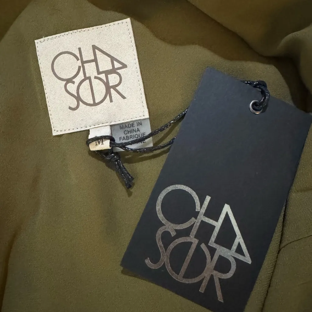 NWT Chaser Off Shoulder Silk Ruffle Romper - Olive Green Size M - Image 7