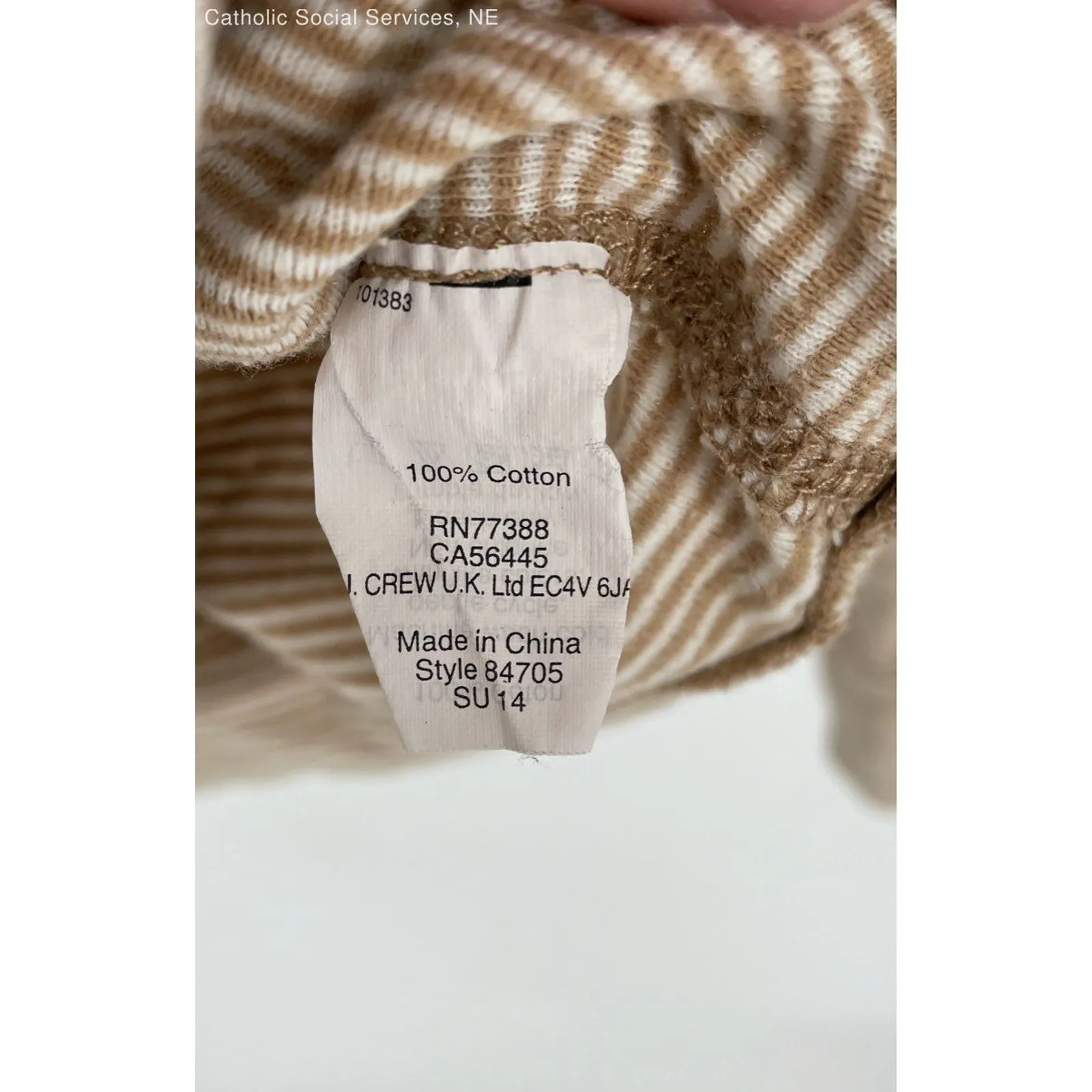 J.Crew Tan/Cream Women's Striped‎ Hoodie - Image 6