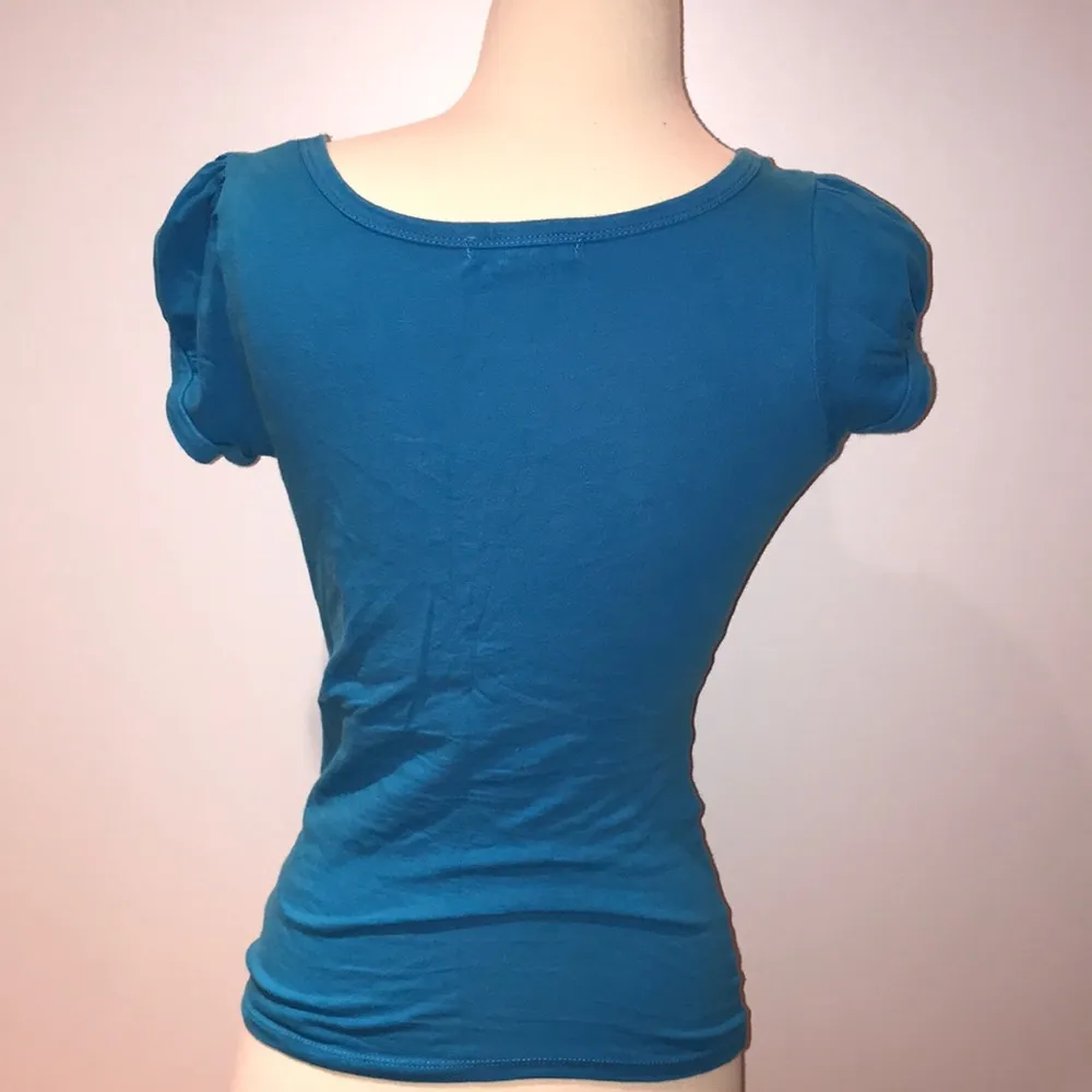 Forever 21 Capped Sleeve Blue T-shirt - Image 4