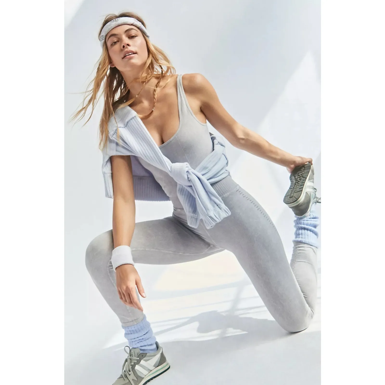 Free people fp movement Good Karma Onesie ice gray bodysuit jumpsuit romper m/l Size M - Image 3