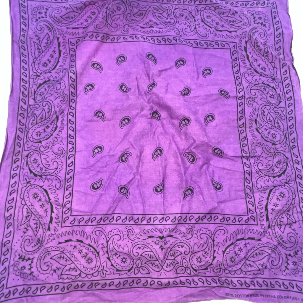 Vintage Paris Accessories Purple Paisley Scarf 22” X 21” - Image 2