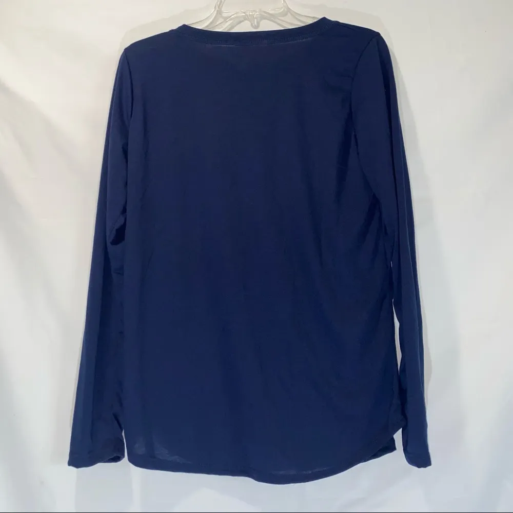 Flamingo  Navy Long Sleeve Top Women’s Medium - Image 4