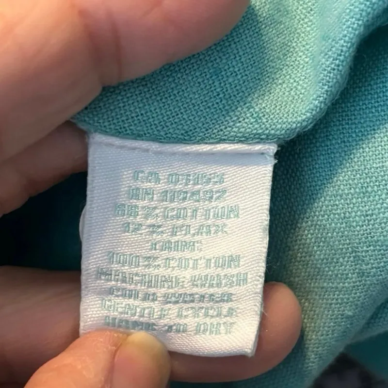 April Cornell Size S Camelia Duster Ruffled Teal Pockets Boho Cotton Flax Green - Image 5