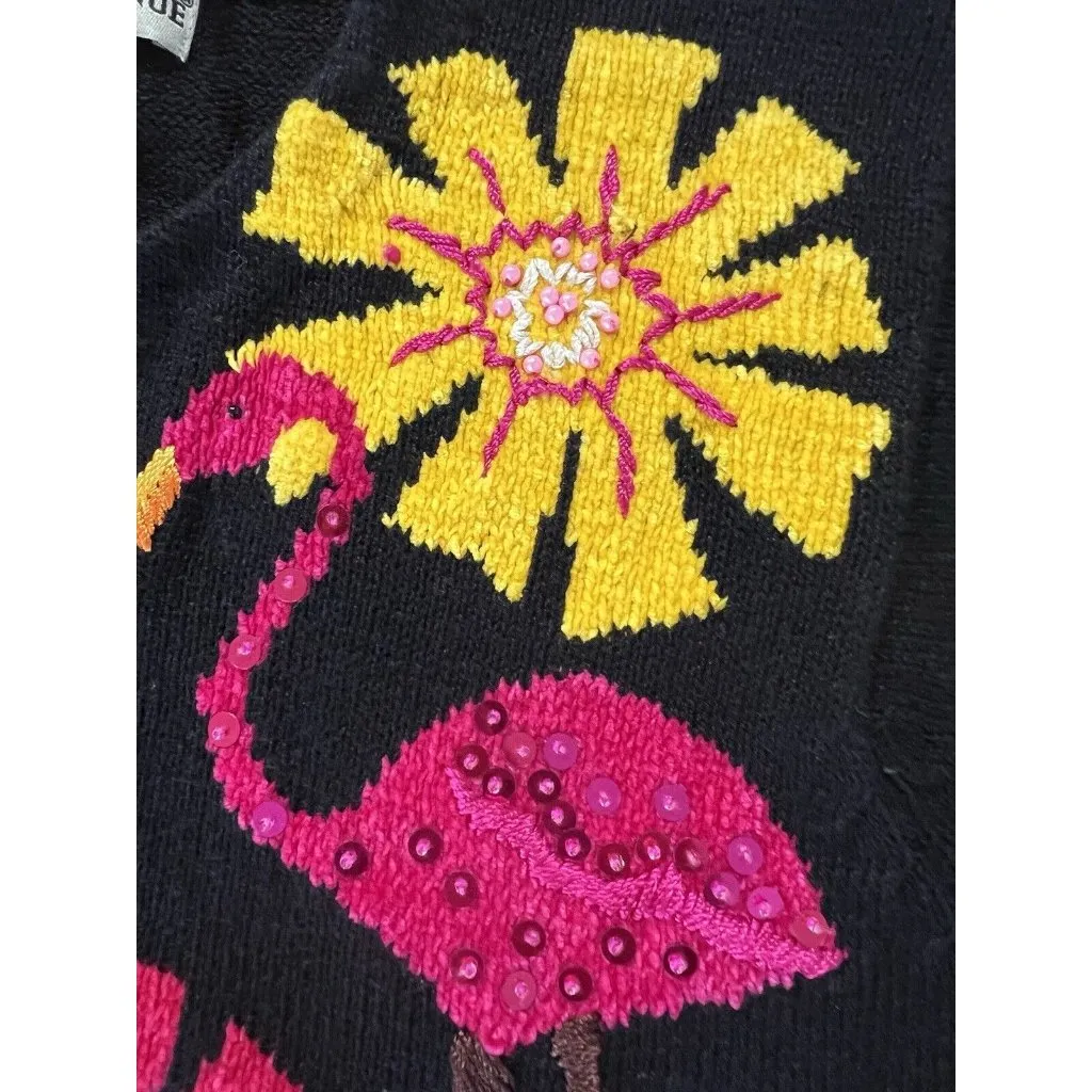 Seventh Avenue Cardigan Sweater Floral Flamingo Colorful Size Small Art‎ Beach - Image 9