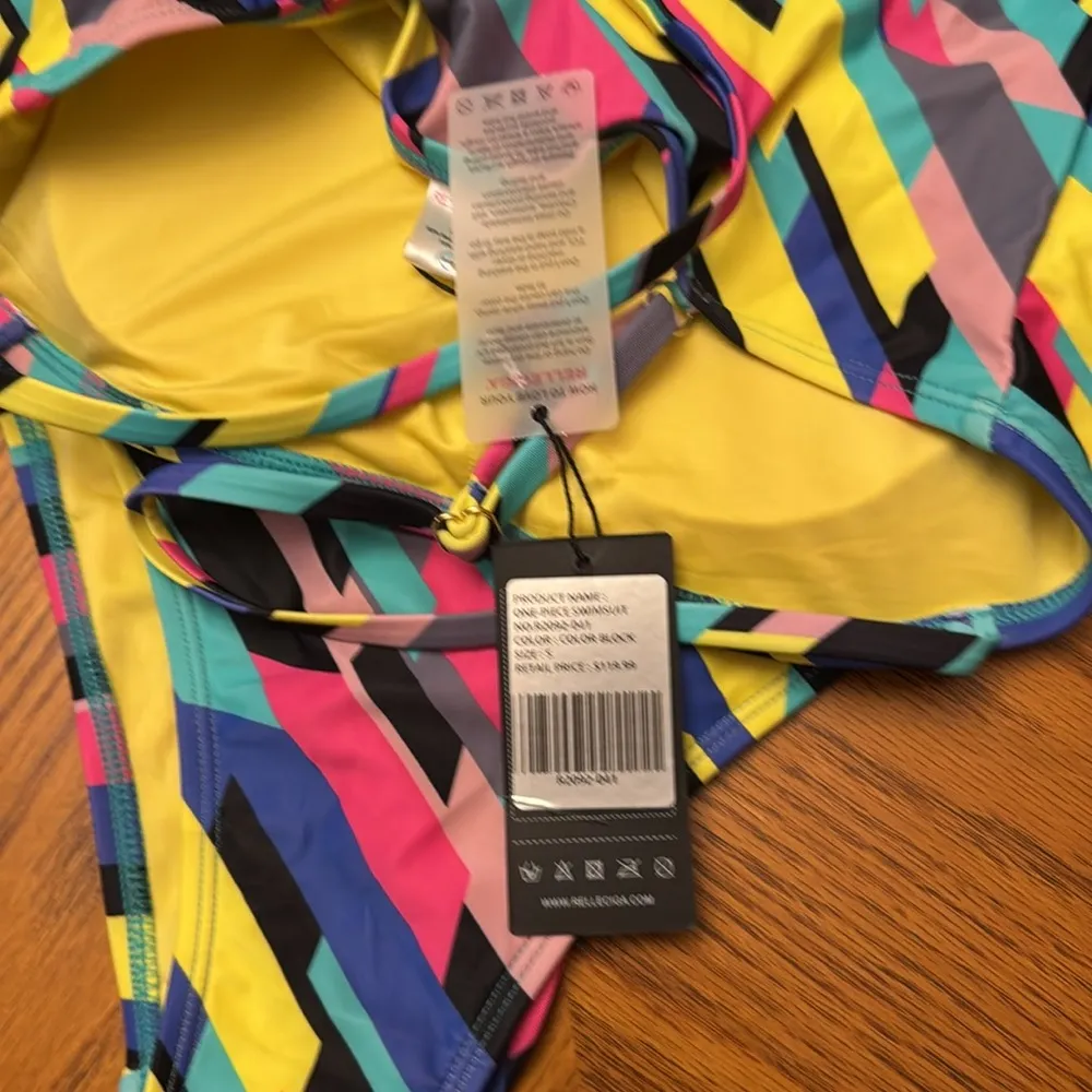 RELLECIGA Women's Retro One Piece Swimsuit High Cut Backless NWT size small - Image 5