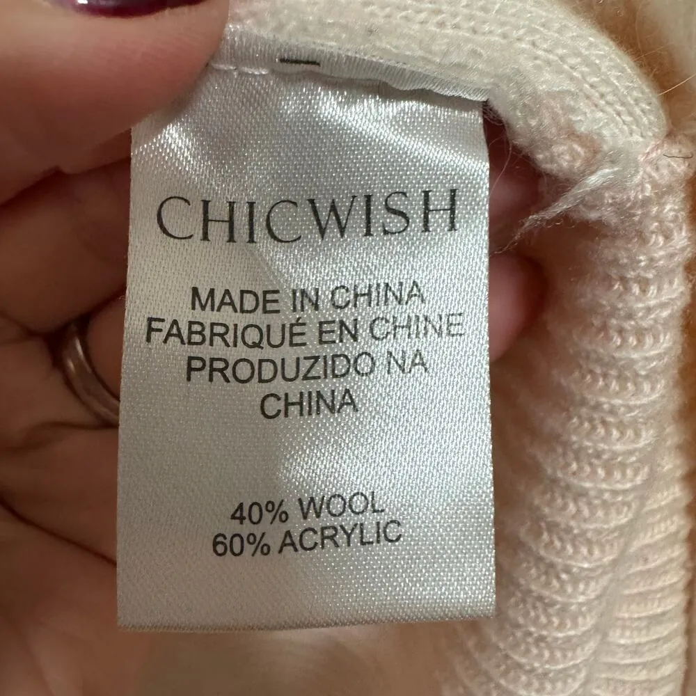 Chicwish Soft Blush Pink Ribbed Hem Drape Cardigan Waterfall Size Small Medium - Image 5