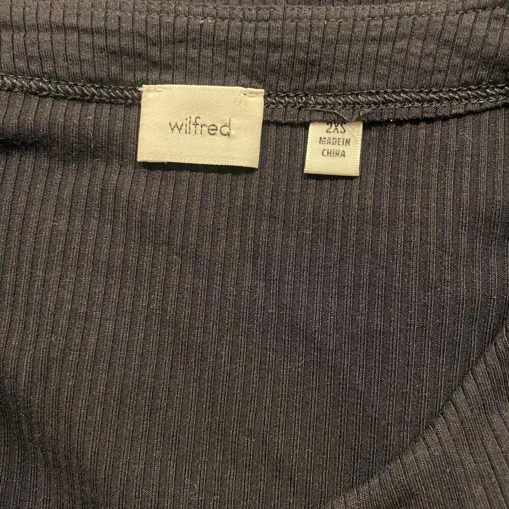 Aritzia Wilfred Long Sleeve Black Ribbed Cardigan Size XXS - Image 2