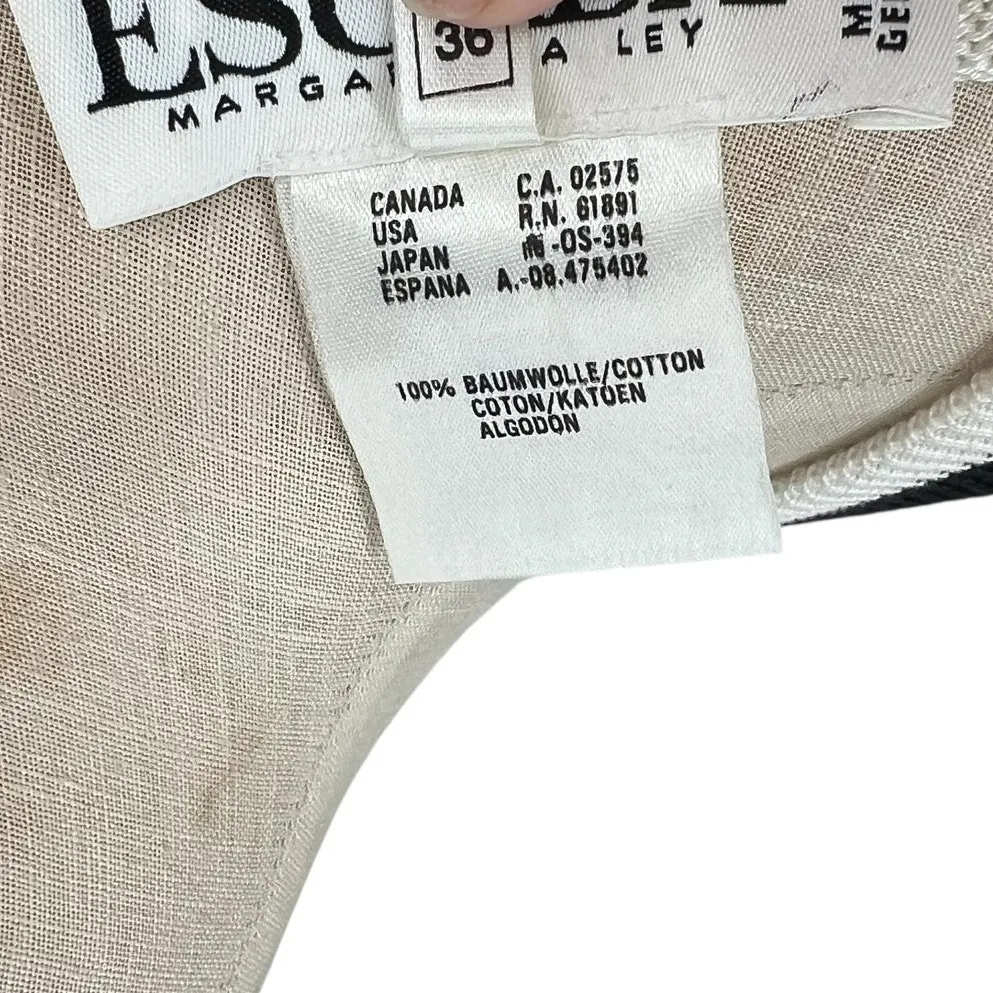 Escada‎ Vintage Sweater Butterfly Stripe Print Cotton Cream Black Size 36 US 6 - Image 11