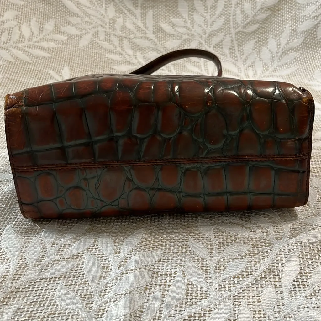 Vintage Furla Brown Croc‎ Embossed Hand Bag - Image 7