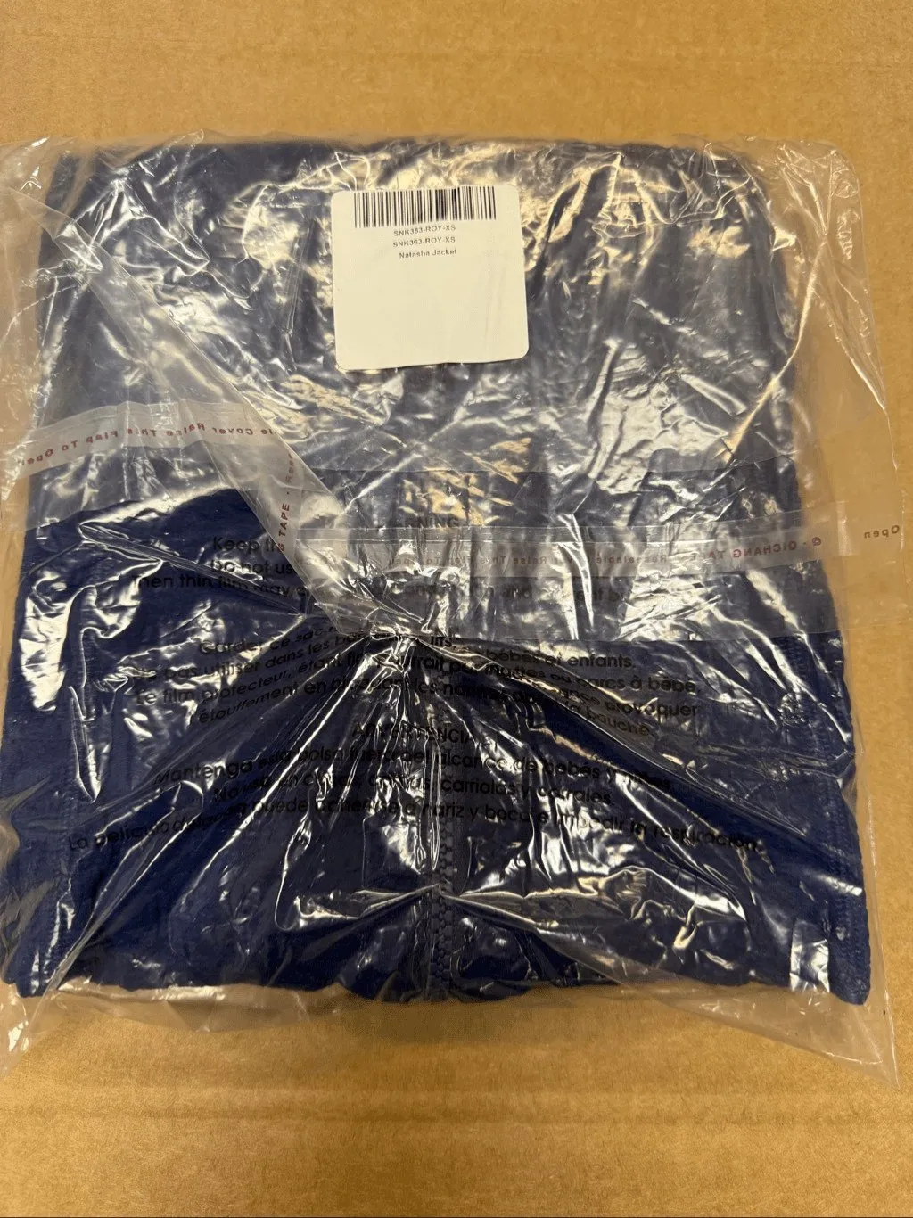 New Gigi C Natasha Snakeskin Zip Up Jacket Royal Blue XS - Image 3