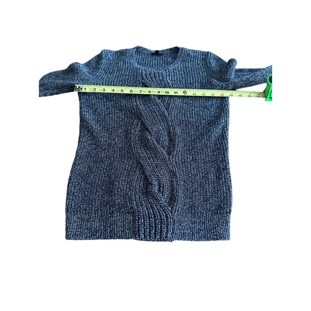 Talbots Petite Cable Twist Knit Sweater Long Sleeve Ribbed Gray Size P - Image 7