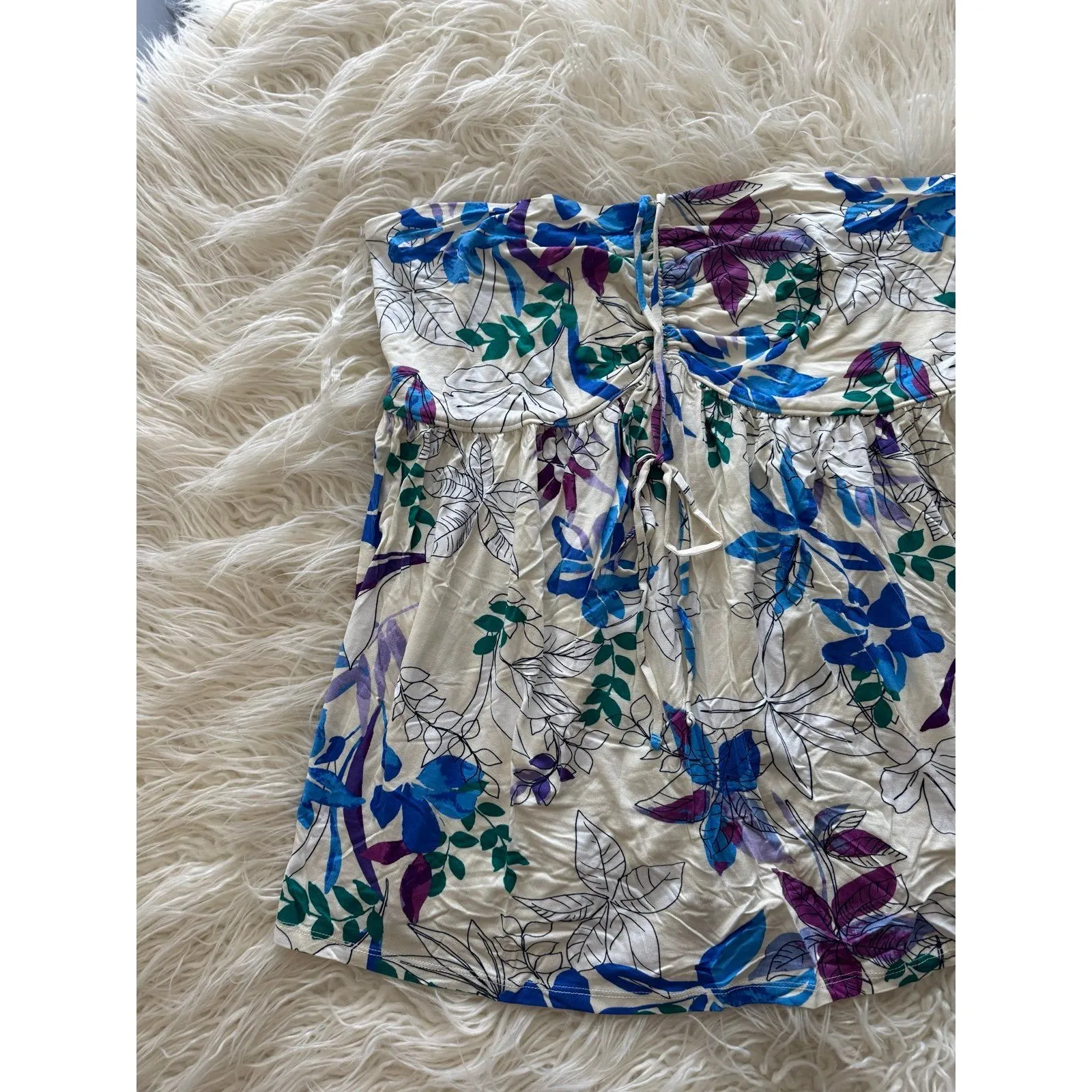 Isabel Maternity by Ingrid & Isabel Babydoll Tank Top Cream Floral Size Large White - Image 4