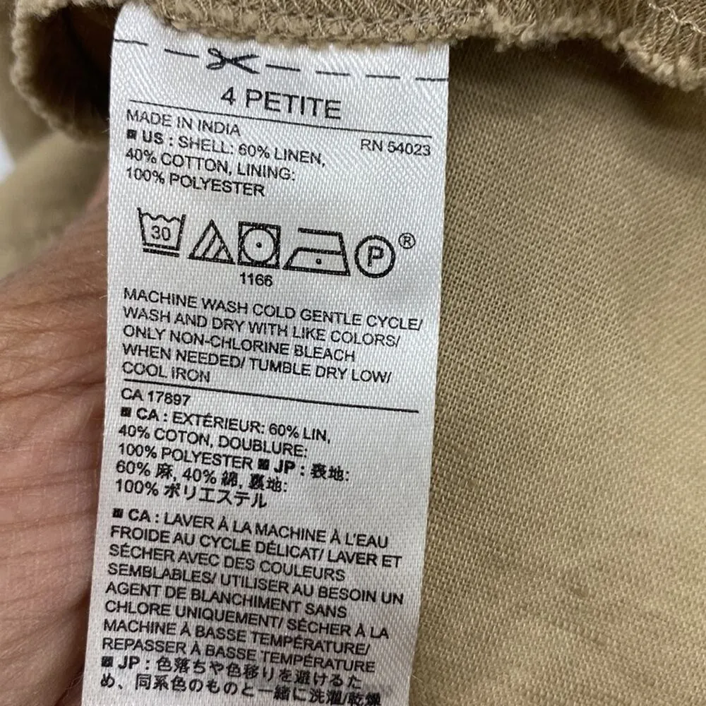 Banana Republic linen midi khaki summer garden dress vacation preppy minimalist - Image 8