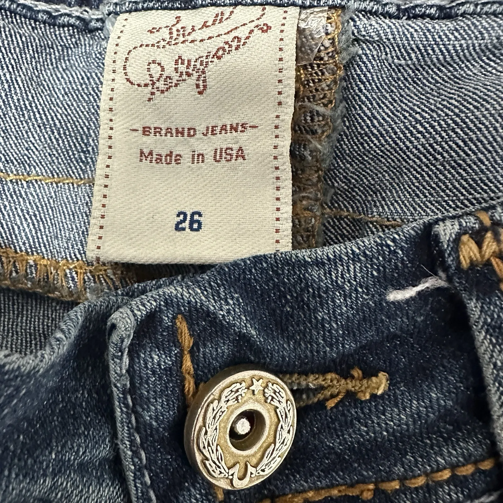 True Religion Womens Low Rise Flare Wide Jeans Made in USA Size 26 Flap Pockets - Image 7