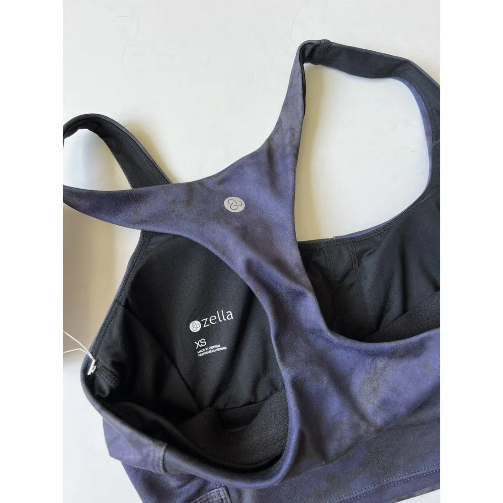 Zella Renew Print Longline Sports Bra XS Blue Marbled Print - Image 4