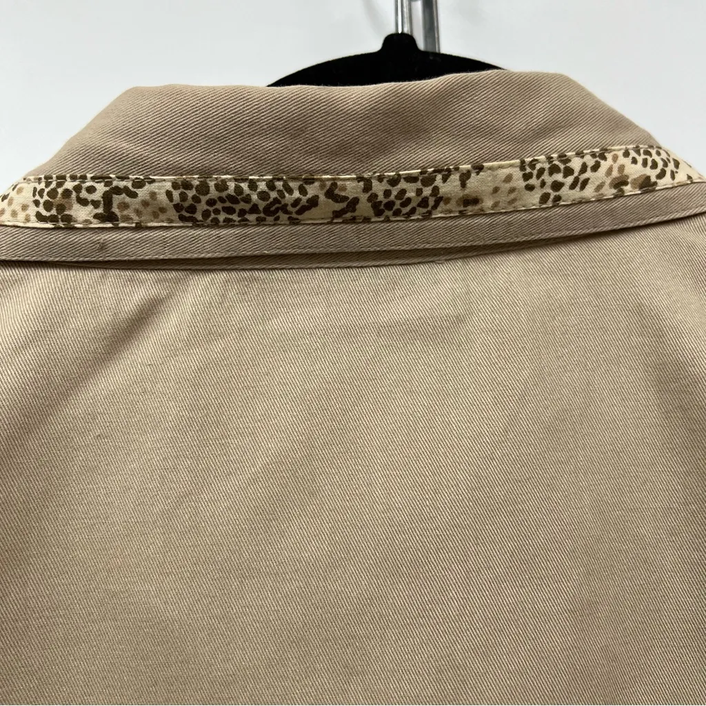 Dressbarn xl safari Animal Print ButtonUp embroidered beaded top jacket cardigan Tan - Image 8