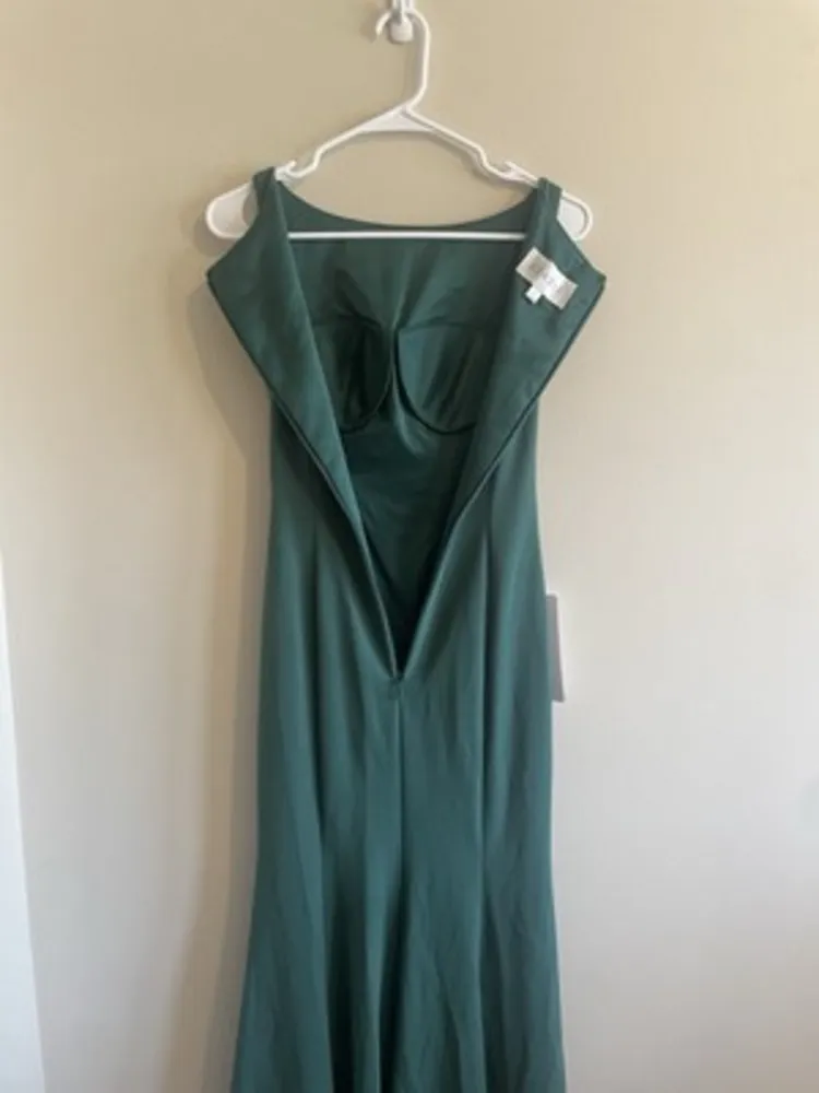 Azazie Rogue Green Bridesmaid Long Dress Mermaid Scoop Side Slit Bust 30 Waist25 - Image 8