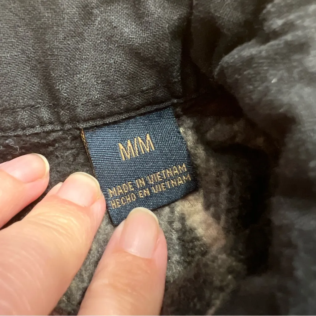 Freedom Foundry Plaid Fleece Button-Up Shirt Jacket Black Gray Beige M - Image 3