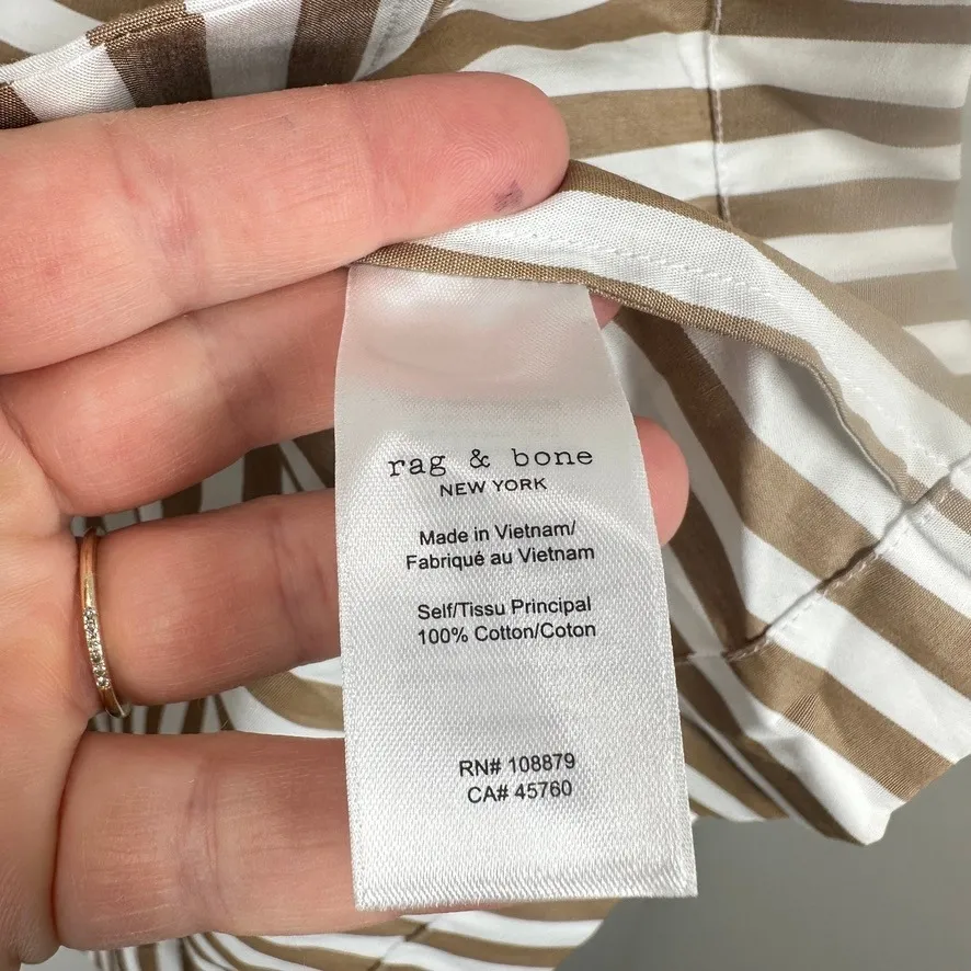 rag & bone New York Reese Shirt Camel Stripe Button Up Short Sleeve Top Womens S - Image 8