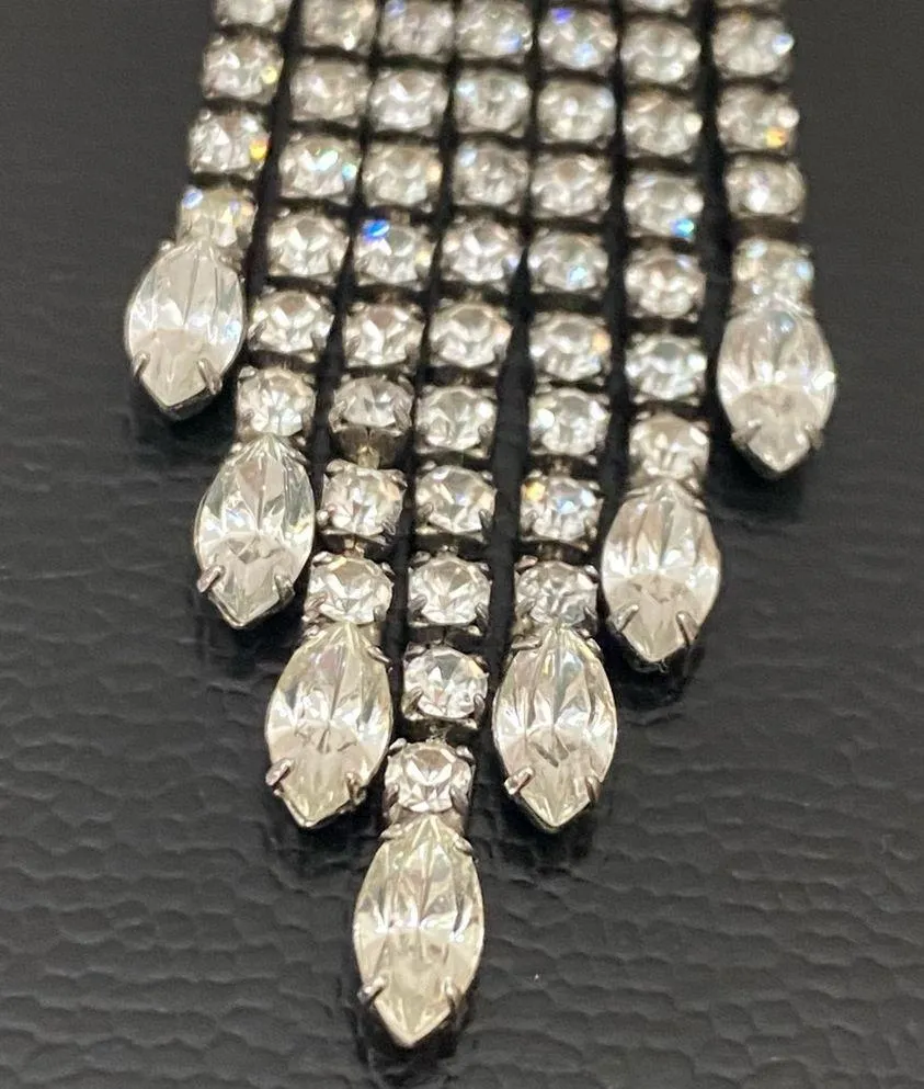 Rare Vintage Art Deco Rhinestones Silvertone Articulated Fringe Dangle Brooch - Image 12
