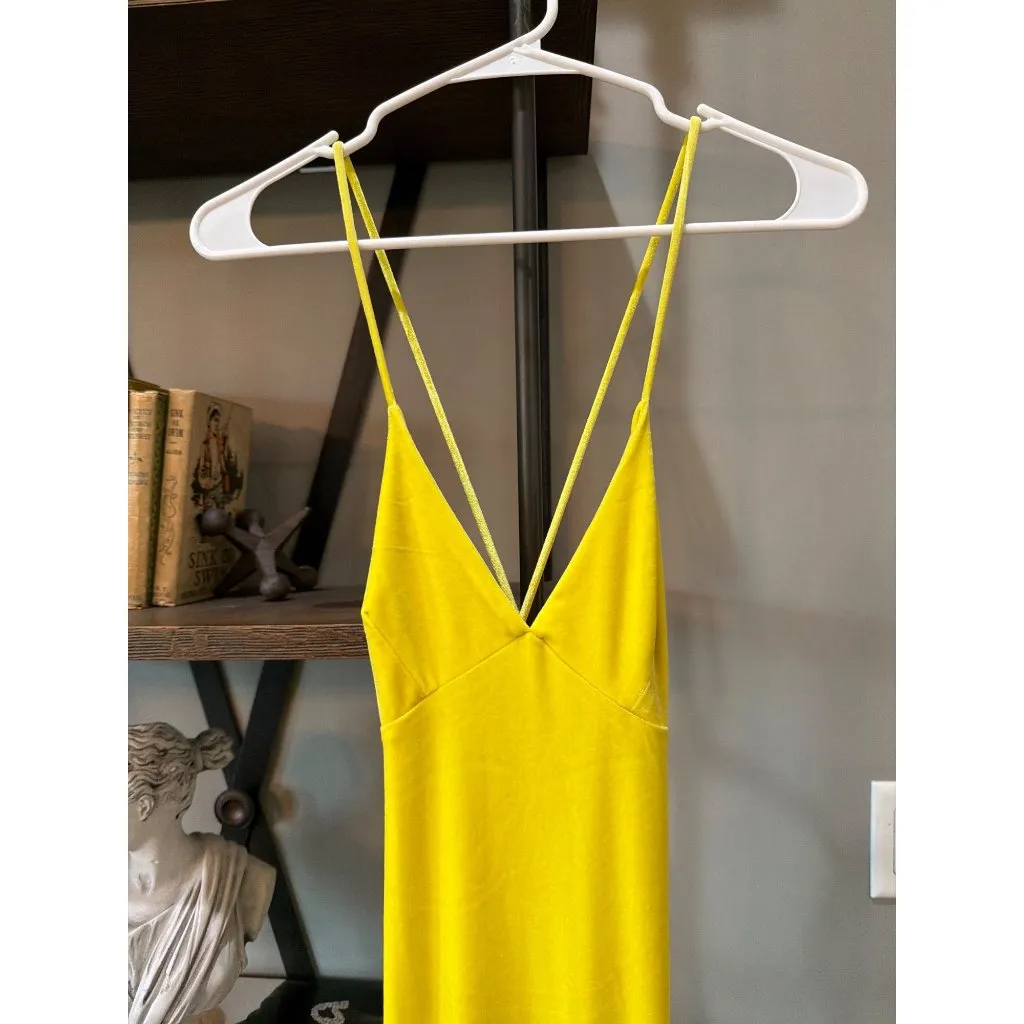 Norma Kamali Velvet Low Back Slip Mermaid Fishtail Gown YELLOW Buttermilk Womens - Image 9