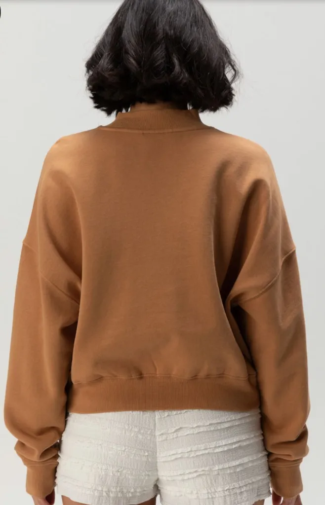 O'Neill Women's Moment Crop Crew Neck Sweatshirt in Tobacco size M NWT - Image 2