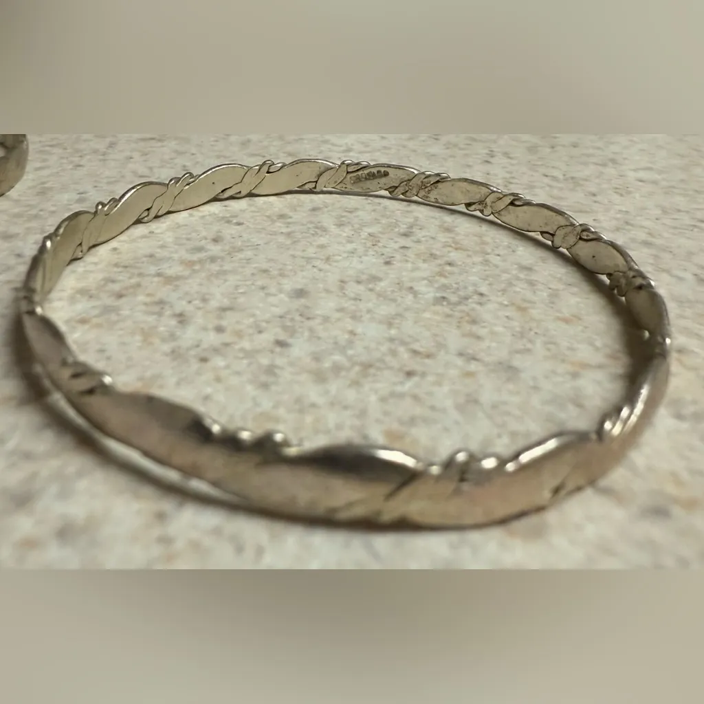 .925 Sterling Silver Braided Bangle Bracelets | Made in Mexico | Silver Bangles - Image 4