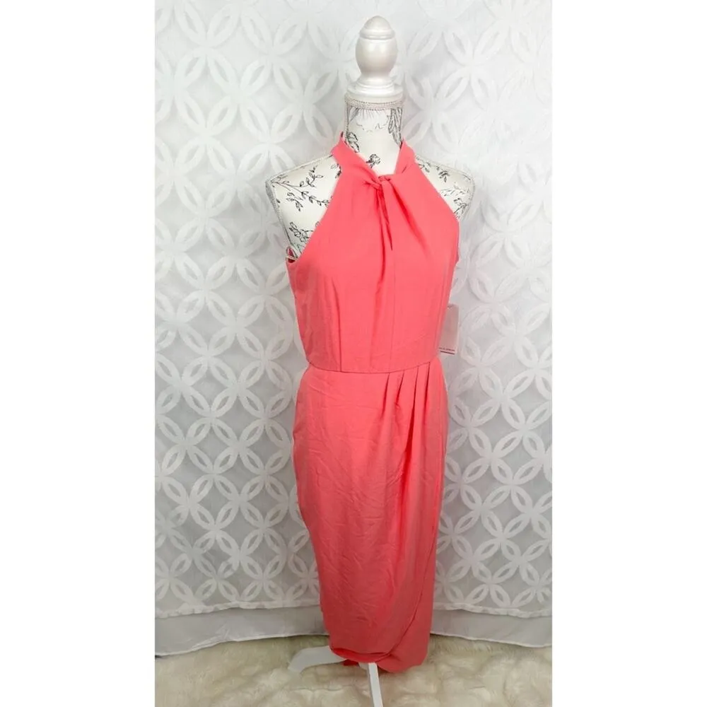 JULIA JORDAN Knot-Neck Tulip-Hem Cocktail‎ Chic Midi Dress Size 12 NWT - Image 2